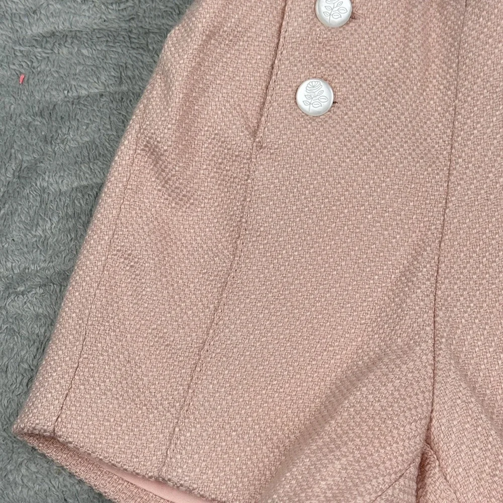 Janie and Jack Shorts Baby Girls 12-18 Months Pink Tweed Buttons Elastic Pull-On